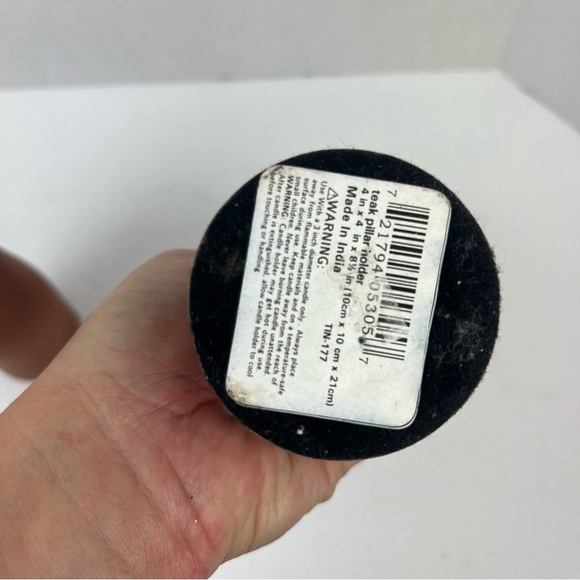 MCM style teak wood 10” pillar candlestick set(2) - Picture 6 of 11